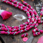 Bright Pink Teardrop: Handmade Bone Beads, 6x12mm, 16 Pieces