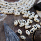 Comma Barrel: Black & White Hand Painted Bone Beads, 6x8mm, 22 pieces