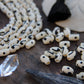 Comma Barrel: Black & White Hand Painted Bone Beads, 6x8mm, 22 pieces