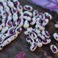 Hand Painted Pink Comma Barrel Beads, 5x8mm, 23 pieces