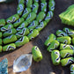 Green < > Arrow: Hand Painted Teardrop Bone Beads, 6x13mm, 16 pieces