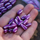 Purple Slant: Hand Painted Barrel Bone Beads, 7x13mm, 16 pieces