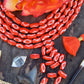 Orange & White Diamond Tube: Handmade Bone Beads, 7x13mm, 16 pieces