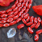 Orange & White Diamond Tube: Handmade Bone Beads, 7x13mm, 16 pieces