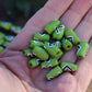 Green < > Arrow: Hand Painted Teardrop Bone Beads, 6x13mm, 16 pieces
