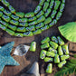 Green < > Arrow: Hand Painted Teardrop Bone Beads, 6x13mm, 16 pieces