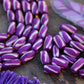 Purple Slant: Hand Painted Barrel Bone Beads, 7x13mm, 16 pieces