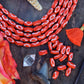 Orange & White Diamond Tube: Handmade Bone Beads, 7x13mm, 16 pieces