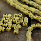 Yellow Tumbling Dice: Hand Carved Bone Beads, 5x5mm, 48 pieces