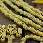 Yellow Tumbling Dice: Hand Carved Bone Beads, 5x5mm, 48 pieces