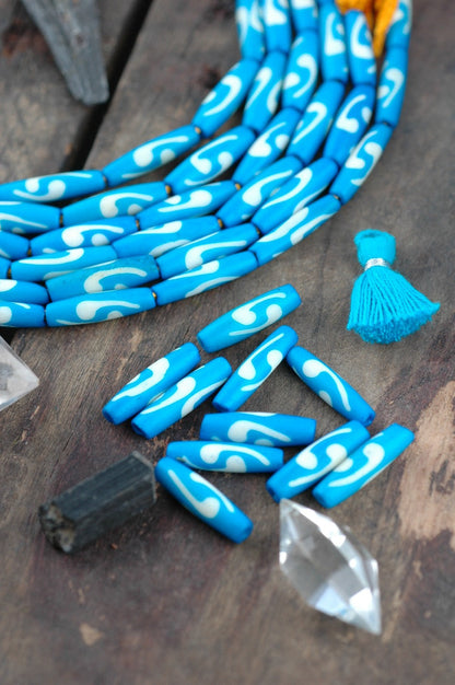 Hand Stained Comma Pipe Beads: 5x9mm, 10 pieces