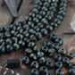 Dot in Circle: Black, White Bone Beads, 10x8mm, 24 pieces