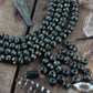 Dot in Circle: Black, White Bone Beads, 10x8mm, 24 pieces