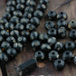 Dot in Circle: Black, White Bone Beads, 10x8mm, 24 pieces