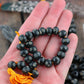 Dot in Circle: Black, White Bone Beads, 10x8mm, 24 pieces
