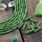 Forest Green: Hand Carved Bone Beads, 5x19mm, 10 pieces