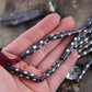 Brown Dotted Tube: White Polka Dot Bone Beads, 7x35mm, 5 pieces