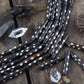 Brown Dotted Tube: White Polka Dot Bone Beads, 7x35mm, 5 pieces
