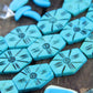 Turquoise Hexagon: Blue Bone Beads, 24x30mm, 6 pieces