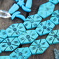 Turquoise Hexagon: Blue Bone Beads, 24x30mm, 6 pieces