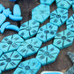 Turquoise Hexagon: Blue Bone Beads, 24x30mm, 6 pieces