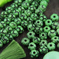 Lime Loops: Green Hand Carved Bone Beads, 11x8mm, 22 pieces
