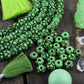 Lime Loops: Green Hand Carved Bone Beads, 11x8mm, 22 pieces