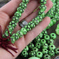 Lime Loops: Green Hand Carved Bone Beads, 11x8mm, 22 pieces