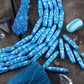 Double Comma Tube: Aqua Hand Painted Bone Beads, 7x36mm, 6 pieces