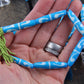 Double Comma Tube: Aqua Hand Painted Bone Beads, 7x36mm, 6 pieces