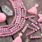 Pastel Pink Chevron Rectangle: Bone Beads, 6x28mm, 8 pieces
