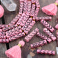 Pastel Pink Chevron Rectangle: Bone Beads, 6x28mm, 8 pieces