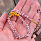 Pastel Pink Chevron Rectangle: Bone Beads, 6x28mm, 8 pieces