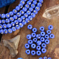 Blue Silver Spot Rondelle Bone Beads: 8x6mm, 30 Pieces