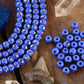 Blue Silver Spot Rondelle Bone Beads: 8x6mm, 30 Pieces