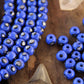 Blue Silver Spot Rondelle Bone Beads: 8x6mm, 30 Pieces