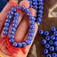 Blue Silver Spot Rondelle Bone Beads: 8x6mm, 30 Pieces