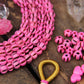 Pink & Black Melon: Hand Carved Bone Beads, 10x8mm, 26 pieces
