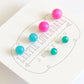 Neon Pink Turquoise and Teal Moonglow Tiny Stud Earrings Set