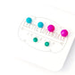 Neon Pink Turquoise and Teal Moonglow Tiny Stud Earrings Set