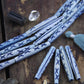 Airy Denim Blue Tribal Tube: 2" Bone Beads, 8x50mm, 4 Pcs