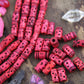 Hot Pink Tribal Barrel:Handmade Bone Beads, 7x14mm, 16 pcs