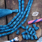 Deep Turquoise: Tribal Bone Beads, 7x13mm, 16 pieces