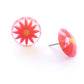 Bright Orange Daisy Disc Stud Earrings