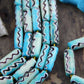 Turquoise Tube: Aqua & Black Painted Bone Beads, 8x24mm, 8 pieces