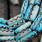 Turquoise Tube: Aqua & Black Painted Bone Beads, 8x24mm, 8 pieces