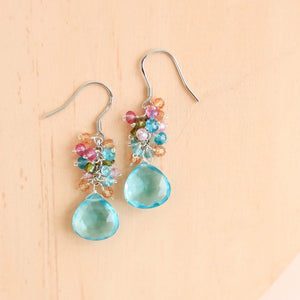 Aquamarine Quartz Silver Drop Earrings