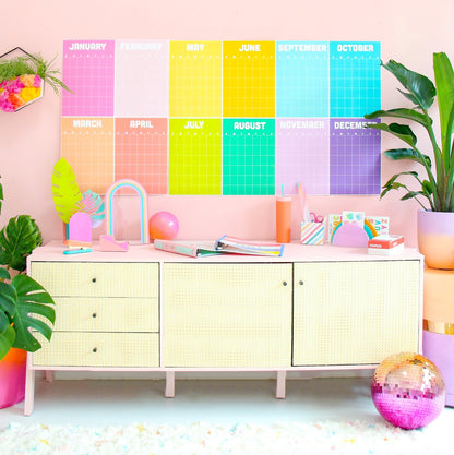 Rainbow paper wall calendar