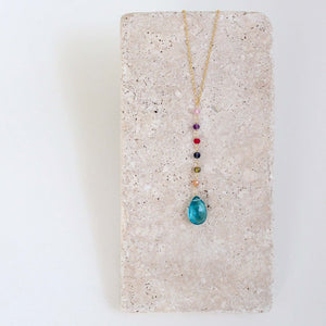 Neon Blue Quartz Yoga Pendant Necklace
