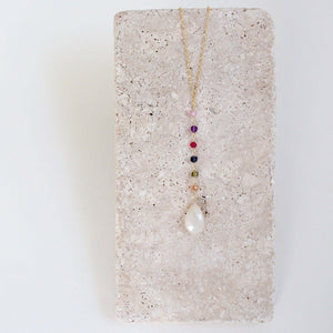 White Chalcedony Rainbow Yoga Pendant